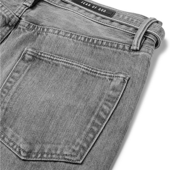 Fear of God - Slim-Fit Belted Distressed Selvedge Denim Jeans - Gray - Picture 11 of 14